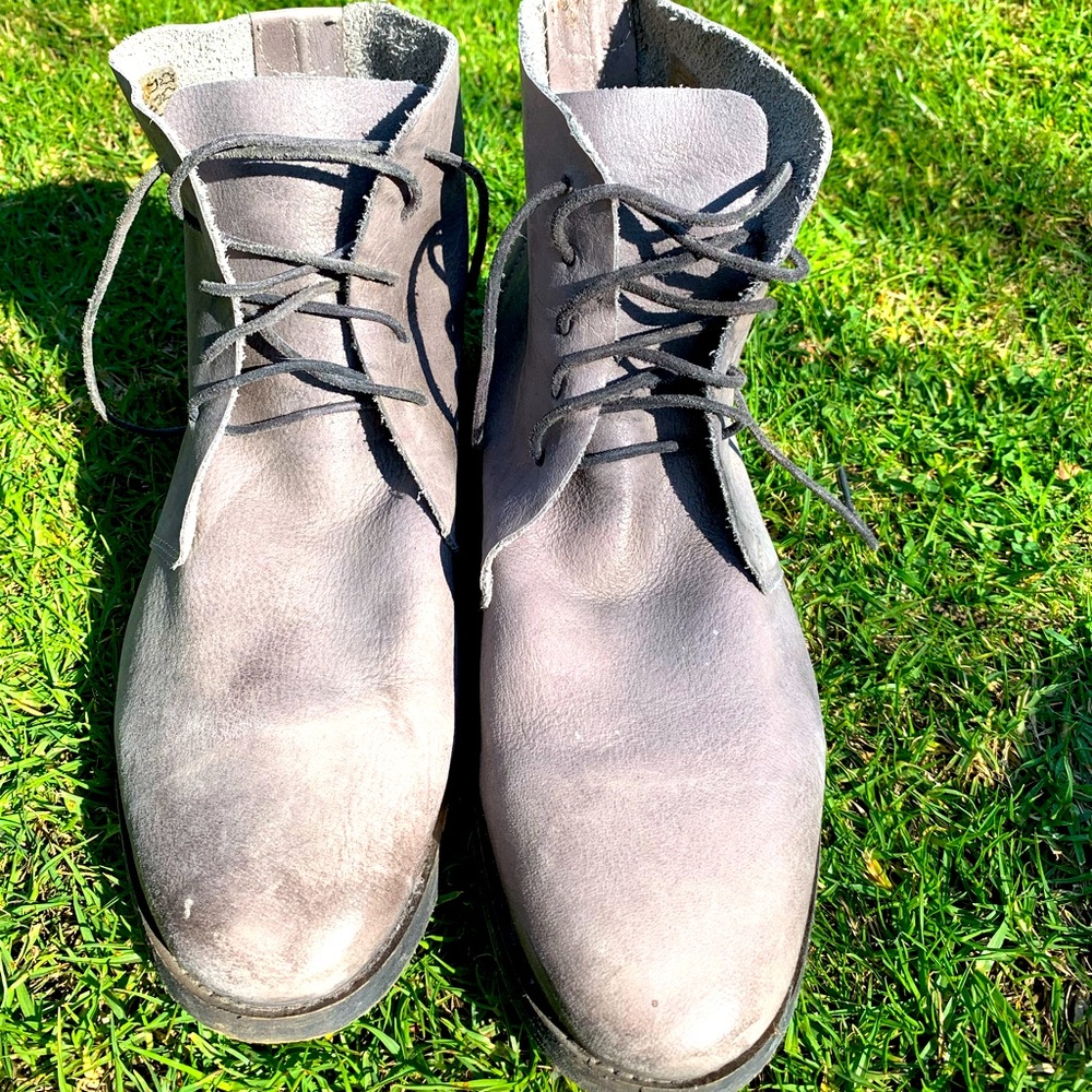 Allsaints grey leather desert boots